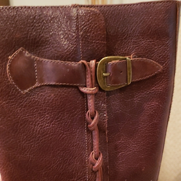 Brown Leather Heeled Boots with Buckle Detail - Picture 11 of 12